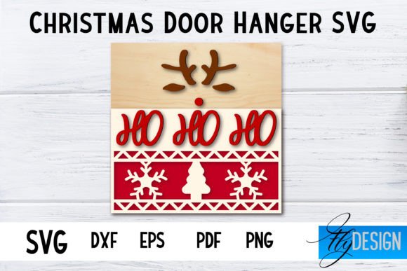 Christmas Door Hanger SVG Square Graphics for Crafts