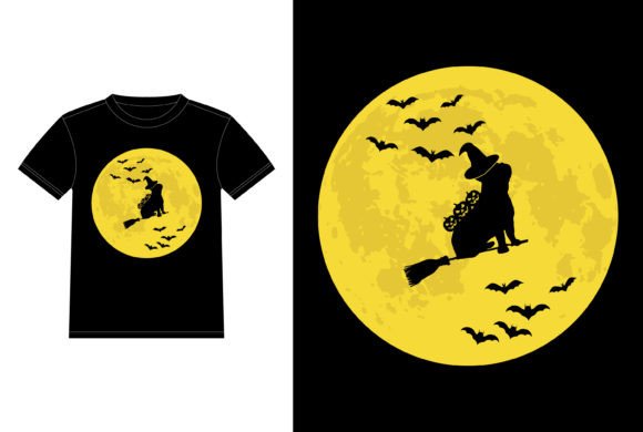 French Bulldog Witch in Moon Halloween