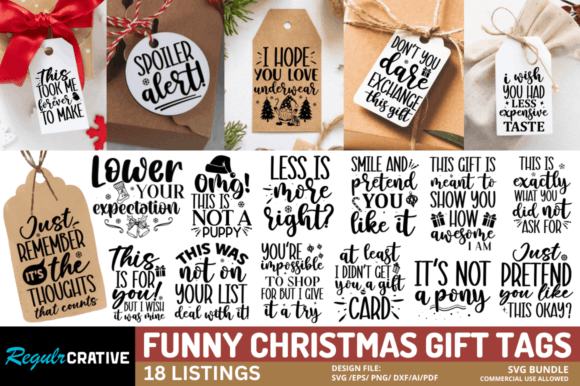 Fun Christmas Gift Tags SVG Bundle for Graphics and Crafts